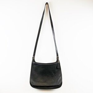 Coach Vintage Hippie Flap Saddle Buttery Soft Black Leather Crossbody Bag 9134